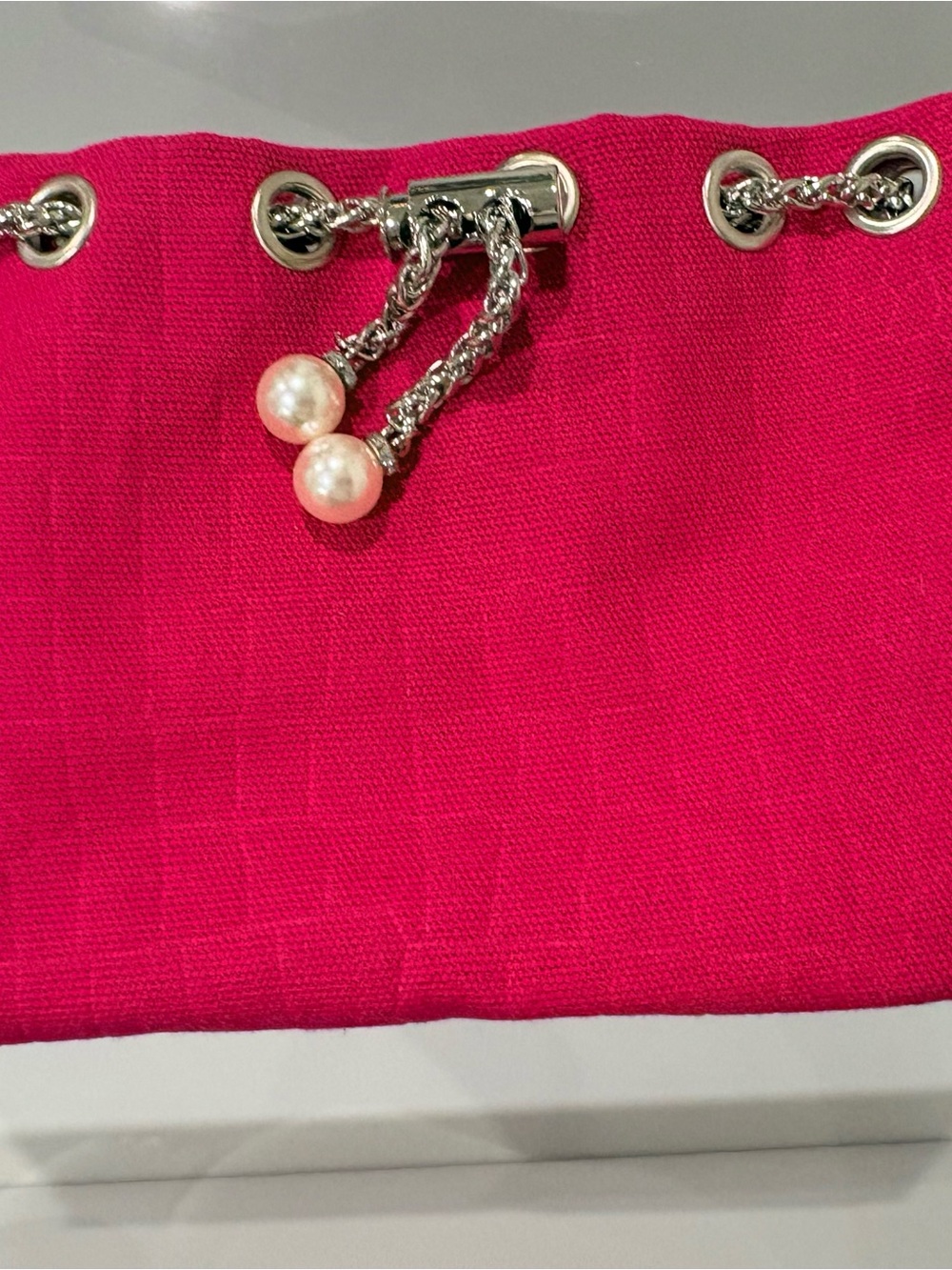 Fuchsia Drawstring Mini Chain Shoulder Bag - Picture 5 of 6